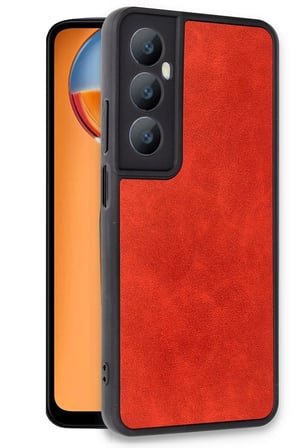 uryport Realme C65 Kılıf Aras Deri Kapak - Kırmızı