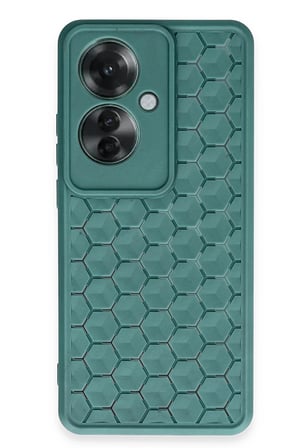 uryport Oppo Reno 11F Kılıf Petek Silikon Kapak - Koyu Yeşil