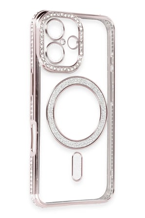uryport Apple iPhone 16 Kılıf Joke Simli Magneticsafe Kılıf - Pembe