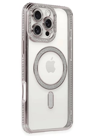 uryport Apple iPhone 16 Pro Kılıf Joke Simli Magneticsafe Kılıf - Pembe