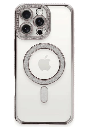 uryport Apple iPhone 16 Pro Kılıf Joke Simli Magneticsafe Kılıf - Pembe