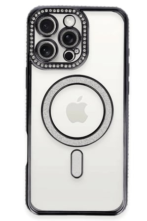 uryport Apple iPhone 16 Pro Max Kılıf Joke Simli Magneticsafe Kılıf - Gri