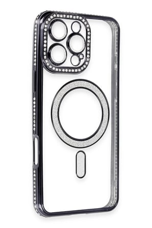 uryport Apple iPhone 16 Pro Max Kılıf Joke Simli Magneticsafe Kılıf - Gri