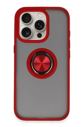 uryport Apple iPhone 16 Pro Kılıf Montreal Yüzüklü Silikon Kapak - Kırmızı