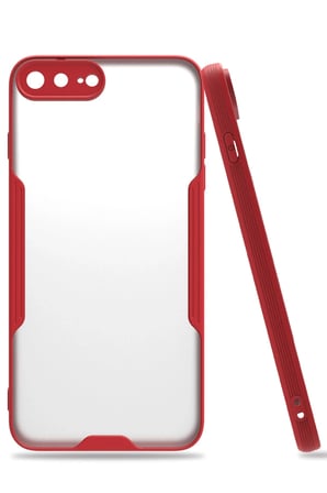 uryport Apple iPhone 7 Plus Kılıf Platin Silikon - Kırmızı