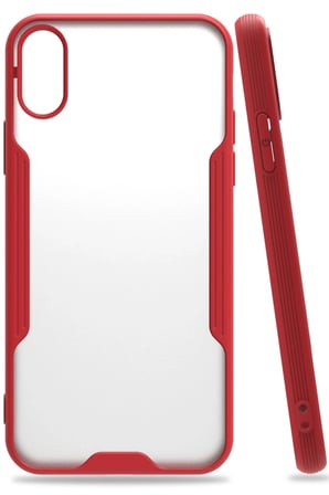 uryport Apple iPhone X Kılıf Platin Silikon - Kırmızı