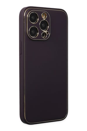 uryport Apple iPhone 13 Pro Kılıf Coco Deri Silikon Kapak - Derin Mor