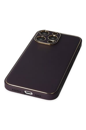 uryport Apple iPhone 13 Pro Kılıf Coco Deri Silikon Kapak - Derin Mor