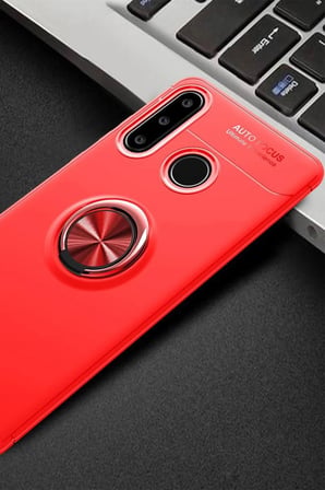 uryport Huawei Y6P Kılıf Range Yüzüklü Silikon - Kırmızı