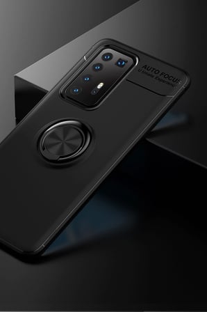 uryport Huawei P40 Pro Kılıf Range Yüzüklü Silikon - Siyah