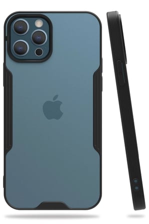 uryport Apple iPhone 12 Pro Max Kılıf Platin Silikon - Siyah