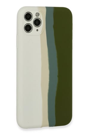 uryport Apple iPhone 11 Pro Kılıf Ebruli Lansman Silikon - Beyaz-Yeşil