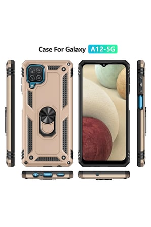 uryport Samsung Galaxy A22 Kılıf Sofya Yüzüklü Silikon Kapak - Gold