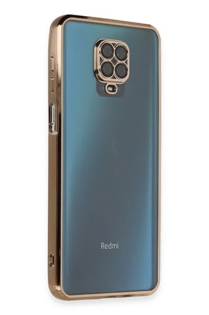 uryport Xiaomi Redmi Note 9 Pro Kılıf Razer Lensli Silikon - Gold