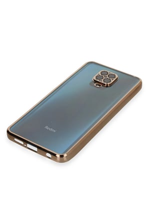 uryport Xiaomi Redmi Note 9 Pro Kılıf Razer Lensli Silikon - Gold