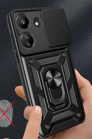 uryport Xiaomi Redmi 13C Kılıf Pars Lens Yüzüklü Silikon - Kırmızı