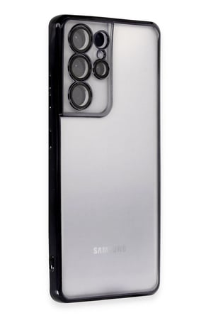 uryport Samsung Galaxy S21 Ultra Kılıf Razer Lensli Silikon - Siyah