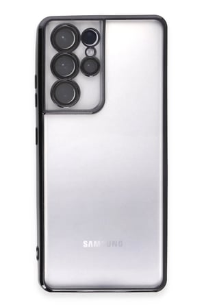 uryport Samsung Galaxy S21 Ultra Kılıf Razer Lensli Silikon - Siyah
