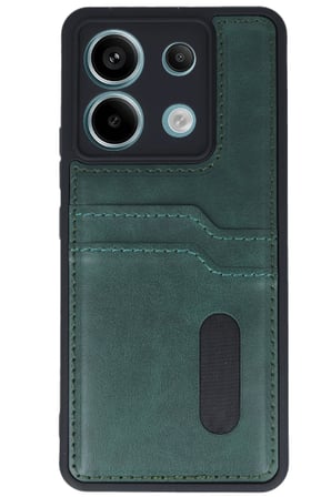 uryport Xiaomi Redmi Note 13 Pro 4G Kılıf Sara Kartvizitli Deri Kılıf - Koyu Yeşil