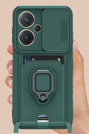 uryport Xiaomi Redmi Note 13 Pro Plus Kılıf Zuma Kartvizitli Yüzüklü Silikon - Siyah