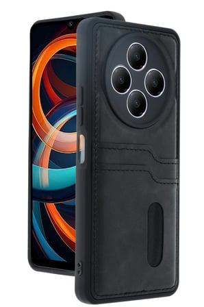 uryport Xiaomi Redmi 14C Kılıf Sara Kartvizitli Deri Kılıf - Siyah