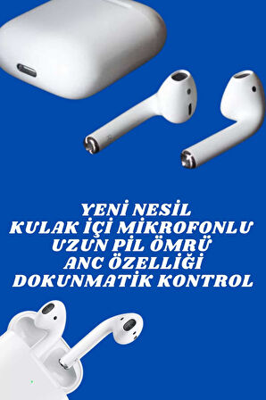 2.Nesil Yeni Model TWS Bluetooth Kulaklık Dokunmatik Kontrol Yüksek Ses Kaliteli