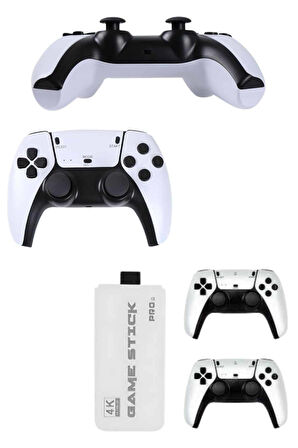 4K HD Görüntü Kaliteli Retro Game Stick 20000 Oyunlu Çift Kollu Beyaz Game Stick