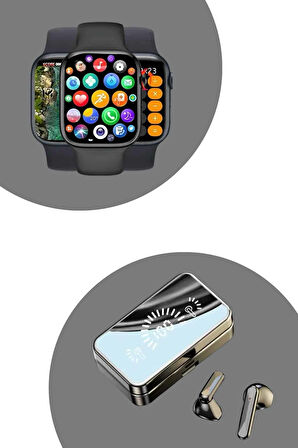 Powerbank Aynalı Bluetooth Kulaklık Ve Akıllı Saat Seti ANC Özelliği Dokunamatik