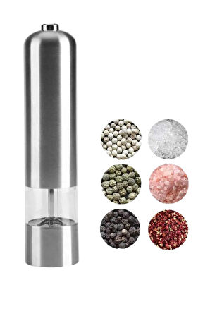 Baharat Öğütücü Paslanmaz Ayarlanabilir Otomatik Pilli Işıklı Tuz & Karabiber
