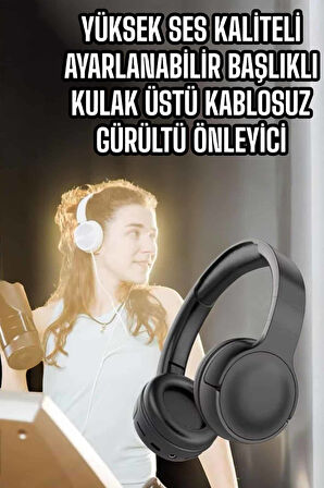 Kulak Üstü Kablosuz Bluetooth Kulaklık Gürültü Önleyici Uzun Şarj Süreli