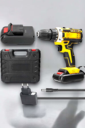 24 Parça Çift Bataryalı Şarjlı Matkap Seti 24W Motor ve Otomatik Mil Kilitli Tasarım