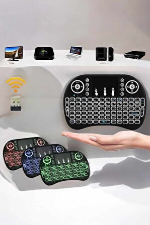 TV Uyumlu Mini Klavye Q Klavye Işıklı Tüm Cihazlara Uyumlu