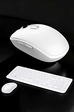 Beyaz Kablosuz Klavye Fare Seti Kablosuz Fare USB Alıcı PC Uyumlu