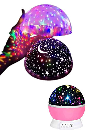 Yıldızlı Gece Lambası Mor Projeksiyon Görünümlü Masa Lambası Renk Değiştirebilen