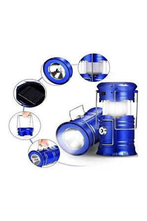 Büyük Boy Güneş Enerjili Kamp Feneri Işıldak Lamba USB Şarjlı