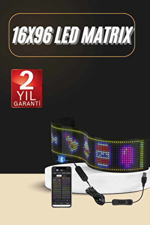 Led Ekran Matrix Panel En Büyük Boy 16X96 Araba Yazısı 19.2x89.8 cm