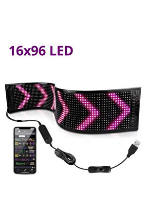 Led Ekran Matrix Panel En Büyük Boy 16X96 Araba Yazısı 19.2x89.8 cm