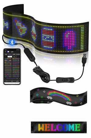 Cama Yapışan En Büyük Boy 16X96 Telefon Kontrollü Led Ekran Digital Araba Yazısı