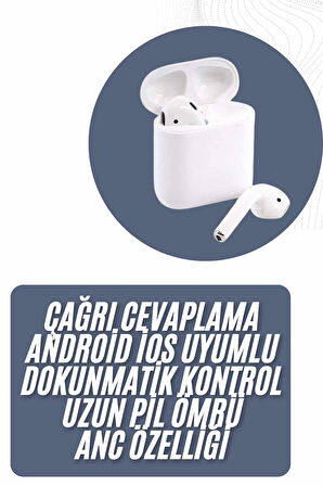 2025 Model Çağrı Cevaplayabilen Bluetooth Kulaklık Beyaz Dokunmatik Kontrol