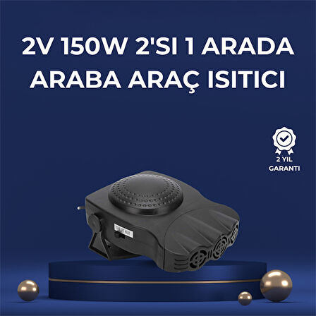 3'ü 1 Arada Araç İçi Isıtıcı Fan | 12V Prizli, Buz Çözücü, Temiz Hava ve Hızlı Isıtma Özellikli