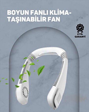 USB Şarjlı Giyilebilir Fan | 5 Kademeli Rüzgar Hızı, Sessiz Turbo Soğutma, 360° Hava Sirkülasyonu