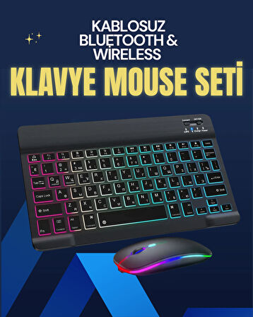 Şık ve Sessiz Tasarımlı Işıklı Klavye Mouse Seti – Şarjlı, Wireless