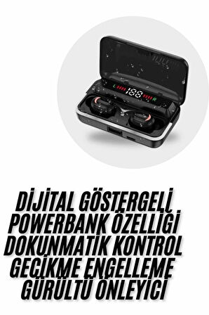 Bluetooth Kulaklık Dijital Şarj Göstergeli Powerbankli Bass Özellikli Kablosuz Kulakiçi 5.1 Mikrofonlu