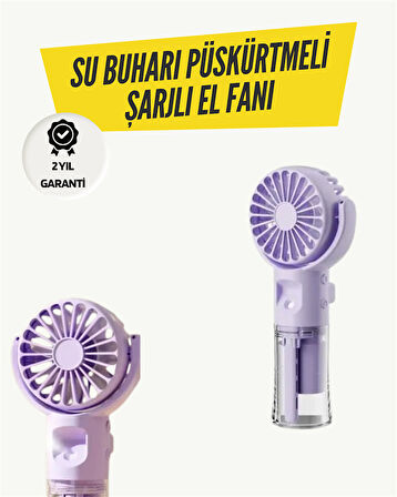 Mini Masaüstü ve El Tipi Buğu Fanı – Su Depolu, Şarj Edilebilir, Nemlendirici Özellikli