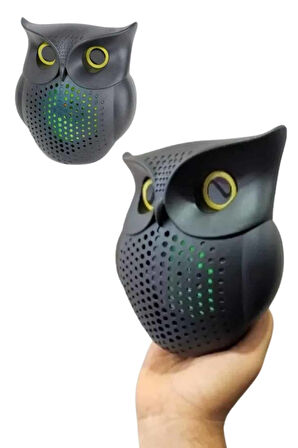 Siyah Bluetooth Hoporlör Baykuş Speaker Bluetooth 5.0 Bağlantılı
