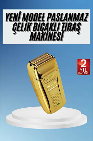 Sakal Kesme Tıraş Makinesi Paslanmaz Çelik Gold Şarjlı