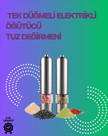 Paslanmaz Çelik Otomatik Baharat Öğütücü Pille Çalışan Tek Tuşlu Kullanım