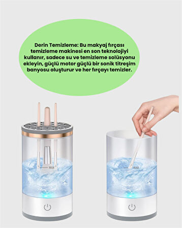 USB Şarjlı Derin Temizlik Makyaj Fırçası Yıkama Makinesi