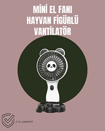 Hayvan Figürlü Mini El Fanı – USB Şarjlı Sessiz Vantilatör