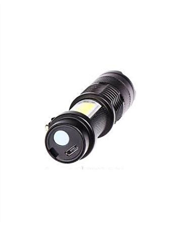 Şarjlı LED El Feneri - 14500 Pil Dahil, 4 Işık Modu, Mini Boy
